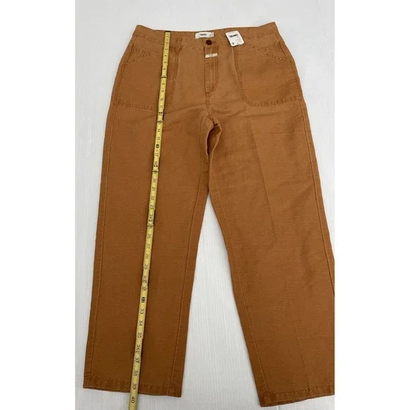 NWT Free People CLOSED Linen Cotton ''Abe'' Preppy Pants Earth Orange Size 34